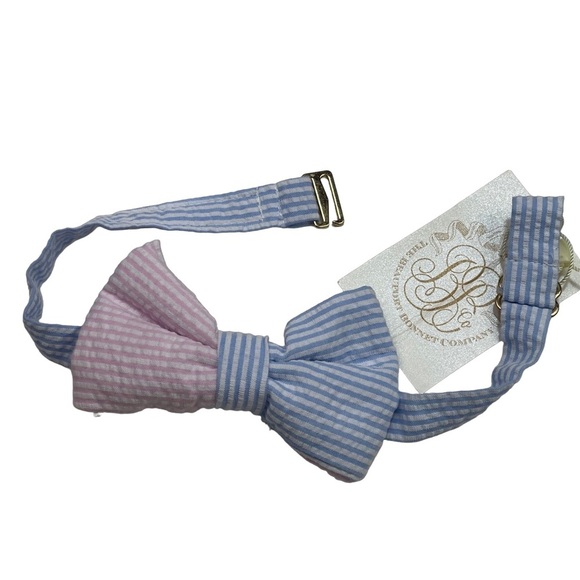 NWT Beaufort Bonnet Baylor Pink and Blue Seersucker Bow Tie - Picture 1 of 3